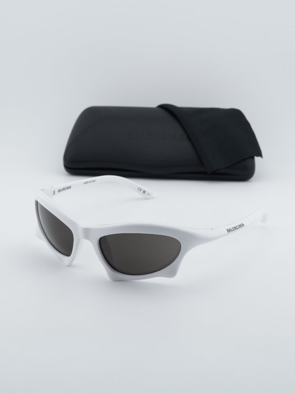 Balenciaga BB0229S 004 Unisex Oval Sunglasses - White / Grey